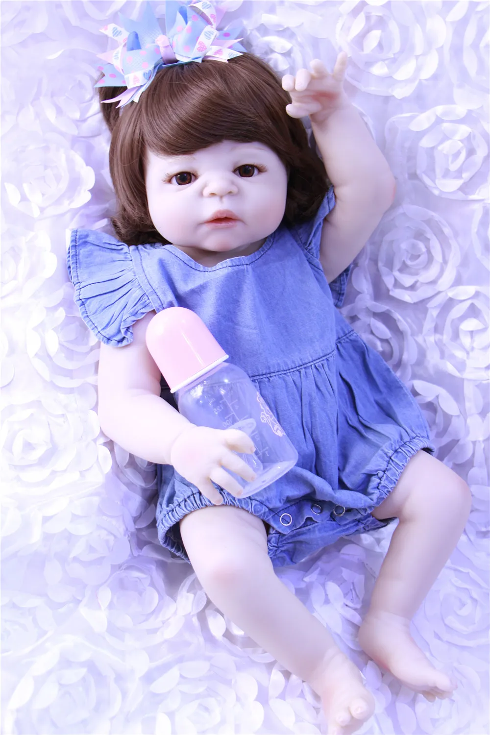 

Полностью силиконовые куклы reborn для маленьких девочек 23 "кудрявые волосы новорожденные младенцы кукла принцессы для малышей игрушки для иг...