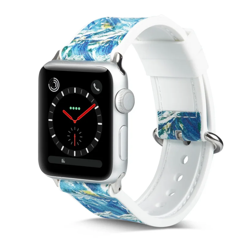 Спортивные силиконовые вставки кожи ремешок для наручных часов Apple Watch, версии чехол 38-42/40/44 мм для наручных часов iWatch, 5, 4, 3, 2, 1 картина с изображением Эйфелевой башни браслет