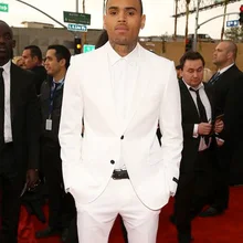 Белый Slim Fit Мужские костюмы для швейных машин Singer вечернее платье