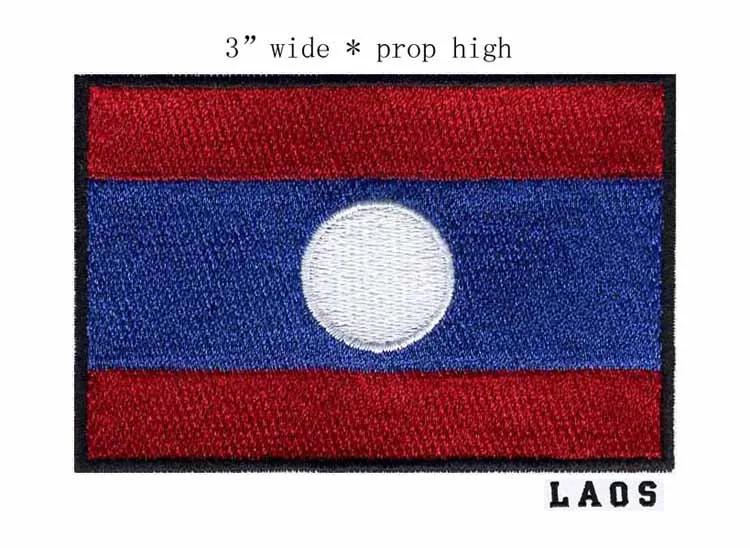 

Laos 3" wide embroidery flag patch for patch for applique embroidery/rocker patches/a white circle