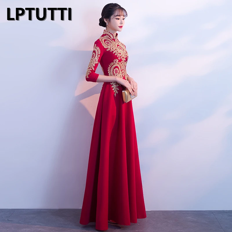 Вышивка воротник Cheongsam Плюс Размеры новый для Для женщин Элегантный Дата
