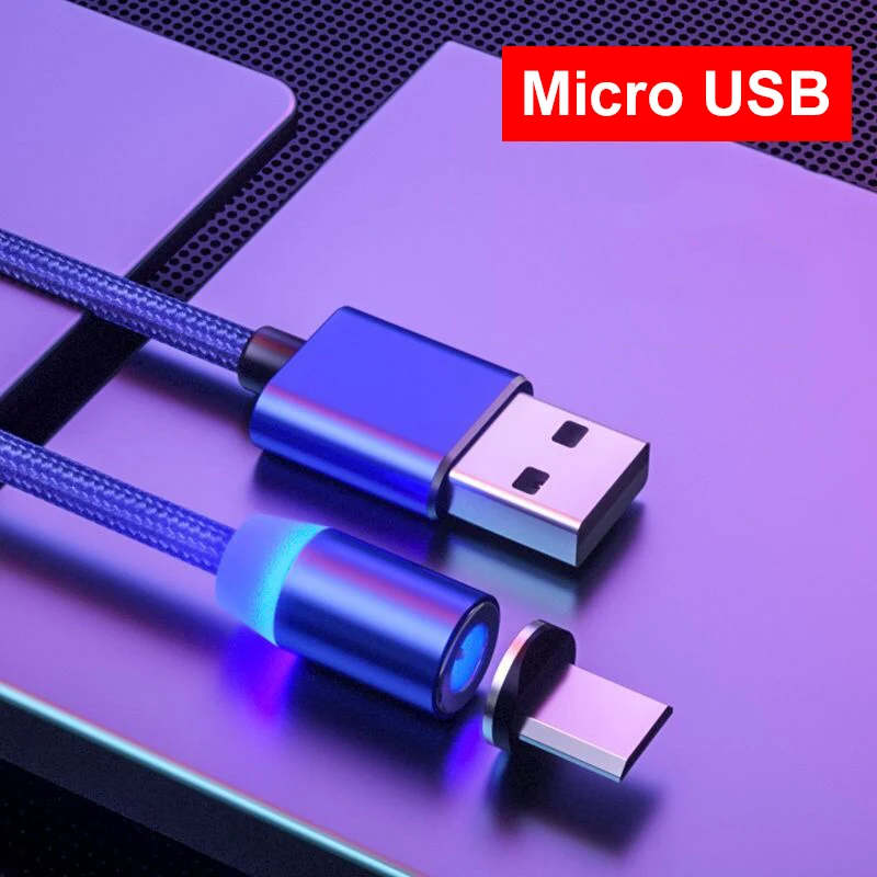 Blue Micro USB Ro mi chw Быстрая зарядка Магнитный mi cro usb type C кабель для Xiao mi Red mi Note 7 mi A2 быстрое зарядное устройство кабель для iPhone 7 8 Plus X XR - Цвет: Blue Micro USB