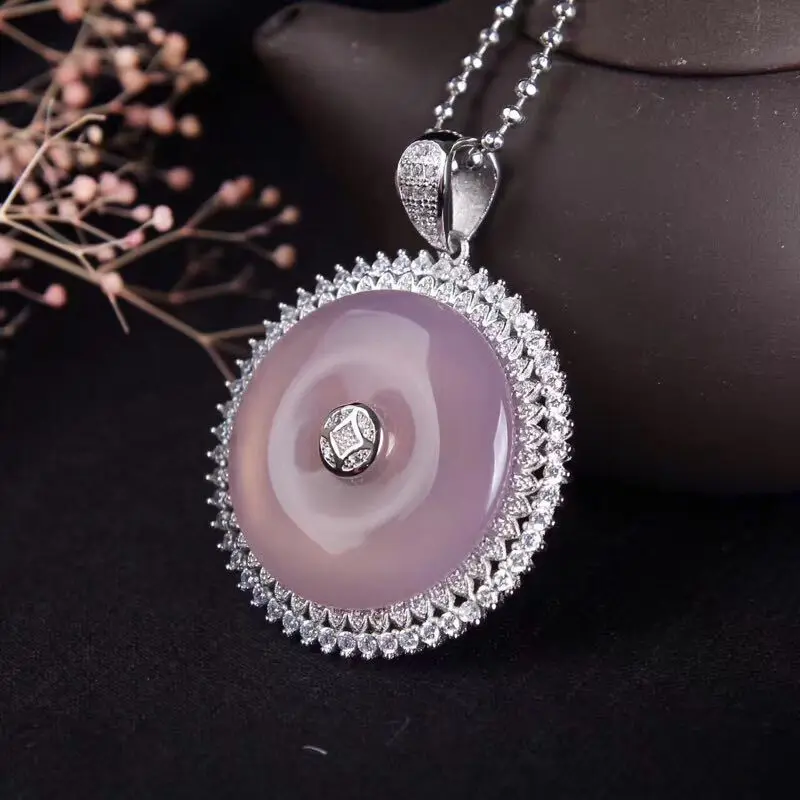 Натуральный Бразилия высокое фиолетовые халцедон Агат Пряжка Подвеска|gift