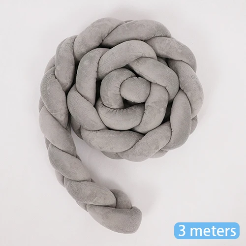 Gray-3M 1 м/2 м/3 м ручной работы плетеная nody Knot новорожденная кровать бампер длинная завязанная тесьма Ledikant бампер детская кроватка бампер декор комнаты - Цвет: Gray-3M