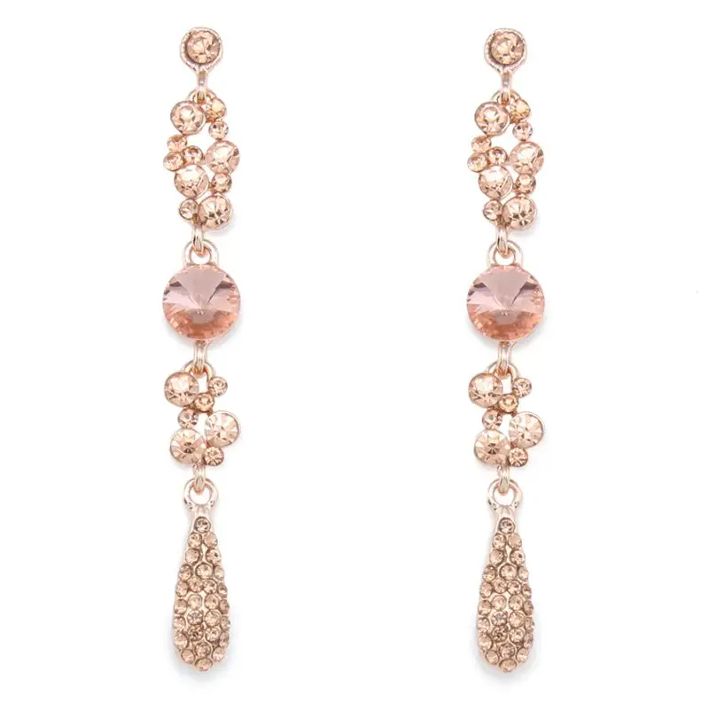 Pink Женские длинные висячие серьги с черными кристаллами, стразы, готические черные серьги, женские ретро модные аксессуары, ювелирные изделия ersh47 - Окраска металла: Pink