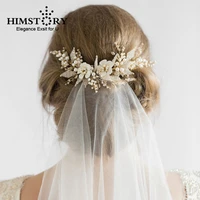 romantic gold bridal hair comb handmade pearl beads wedding hair accessories women headpiece vine party festival hair jewelry