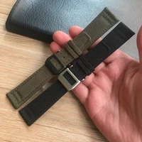 merjust 20mm 21mm 22mm green black nylon leather watch strap canvas watch band for iwc portugieser chronogra mark bracelet