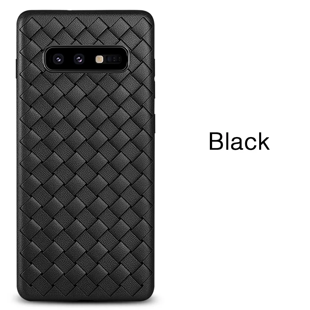 Black Ультратонкий сетчатый чехол для телефона OTAO для samsung Galaxy S9 S10 Plus S10 Lite Note 9, мягкий чехол s, кожаный чехол с тканым узором - Цвет: Black
