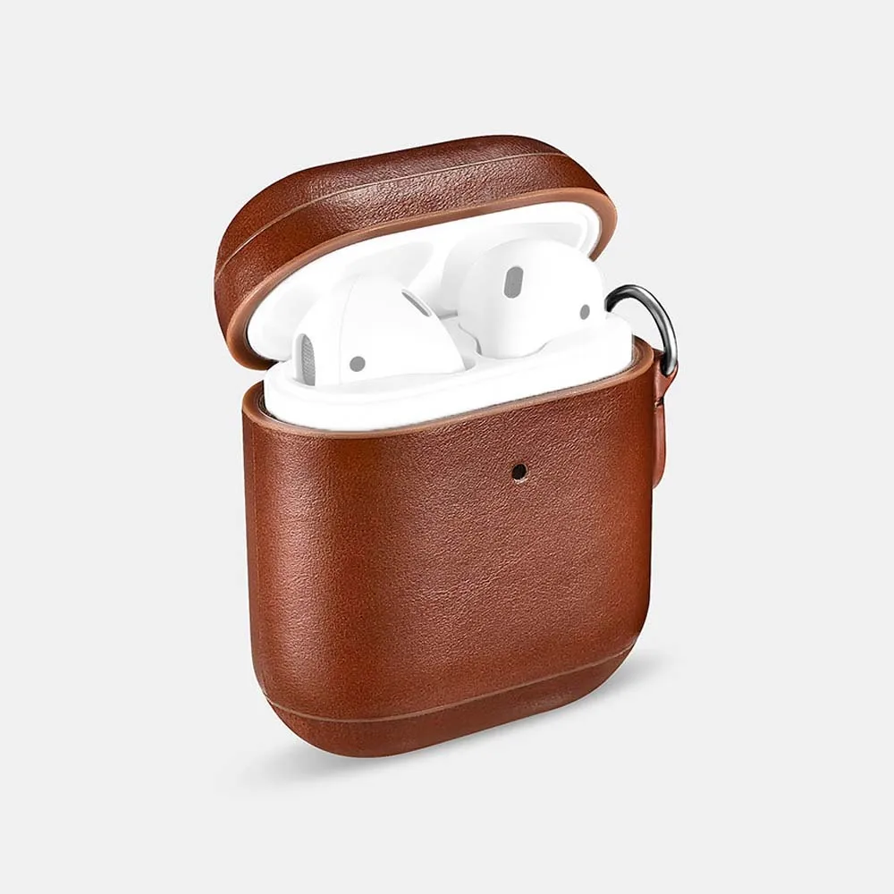Brown Для Apple Airpods 2 Чехол топ из натуральной кожи чехол для Airpods винтажный кожаный дизайн защитные наушники аксессуары чехол - Цвет: Brown