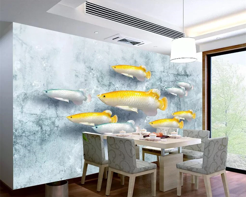 Beibehang пользовательские обои 3D стерео тиснение arowana фоновая стена гостиная