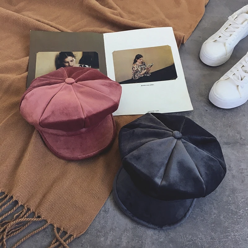 Бархатная шляпа с козырьком для женщин 2018 Весна Лето Новые Модные женские