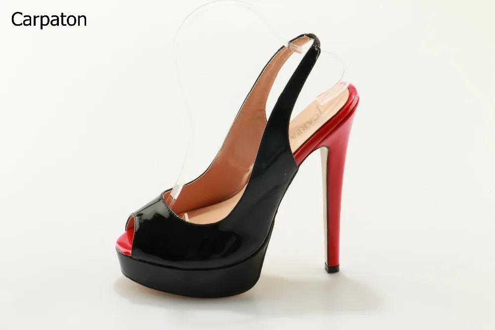 Лидер продаж 2017 женский черный и красный открытый носок слипоны туфли босоножки