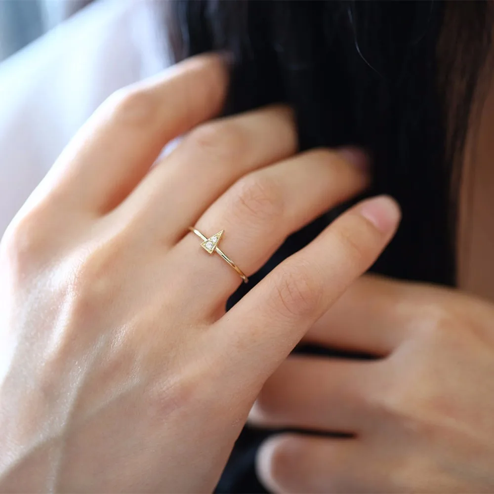 LASAMERO круглая огранка 0.06CTW ТРЕУГОЛЬНАЯ ФОРМА натуральный бриллиант 14k желтое