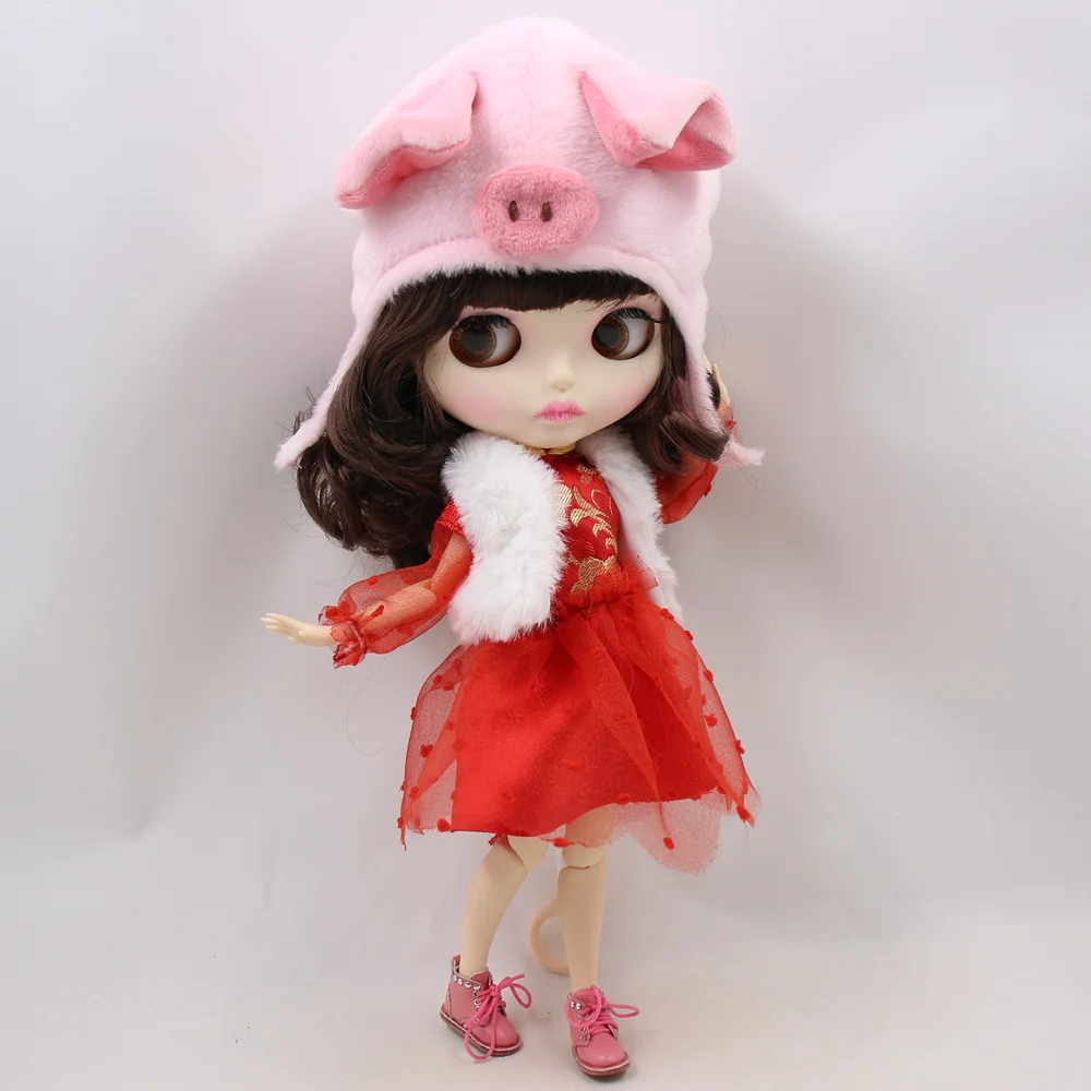 Наряды для куклы Blyth комплект новогоднего платья с шапкой 1/6 куклы|Куклы| |