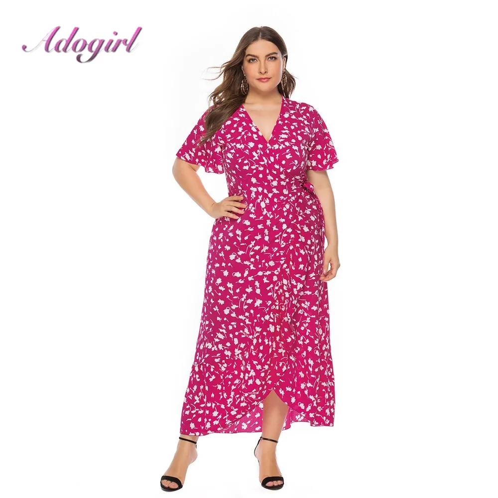 Женское длинное платье с цветочным принтом коротким рукавом|Женские платья| |