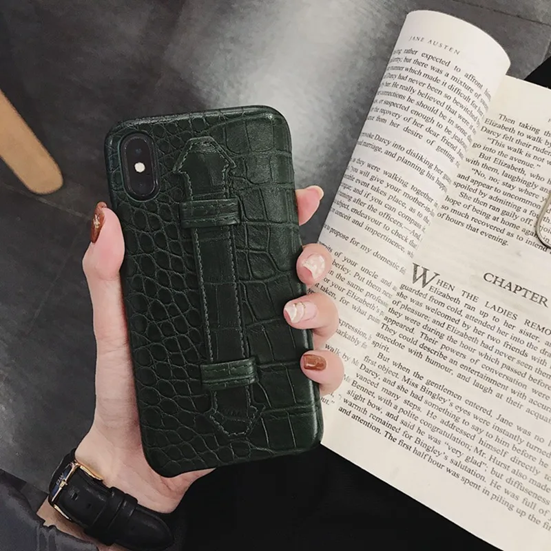 High-end Fashion Leather crocodile Pattern Bracket All-inclusive Phone Case for iphone XS Max XR X 7 8 6 6SPlus Cover |
