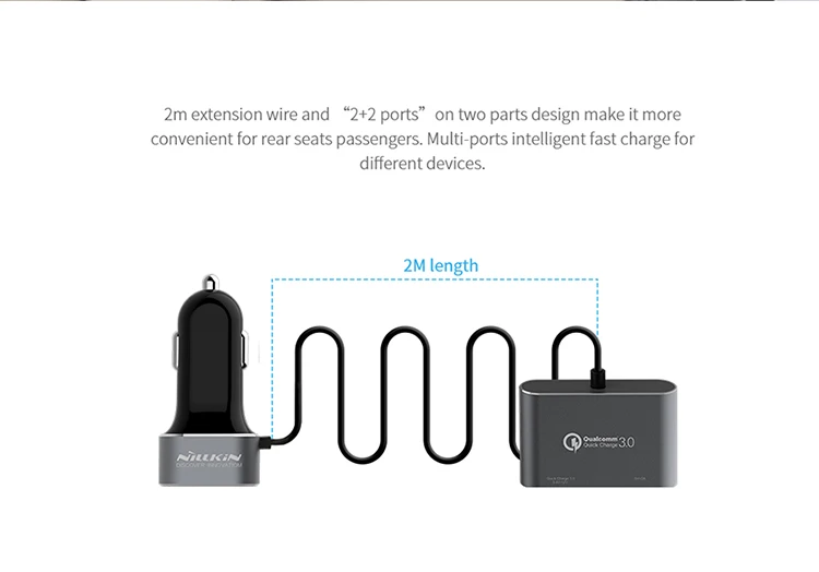 Nillkin 2 м расширение быстрая зарядка qc3.0 qc2.0 + порт 3 USB 1 Типа С Высокой Скорости