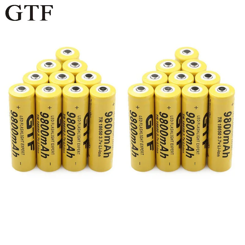 GTF 18650 аккумулятор 3 7 V 9800 mAh литий ионная аккумуляторная батарея для фонарика