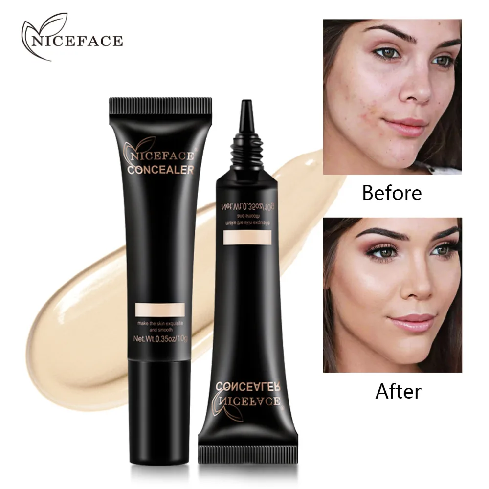 Жидкий консилер для лица NICEFACE 4 Shades увлажняющий корректор пятен с полным
