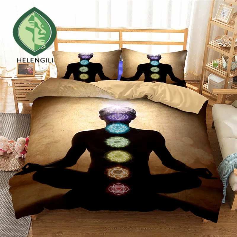 

HELENGILI 3D Bedding Set Heart Yoga Print Duvet cover set lifelike bedclothes with pillowcase bed set home Textiles #2-04