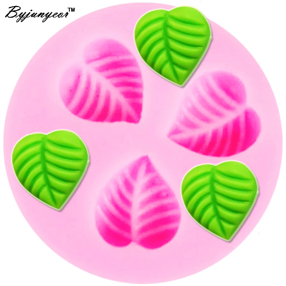 Byjunyeor M052 эпоксидная УФ смола силиконовые мини форма листья для украшения тортов