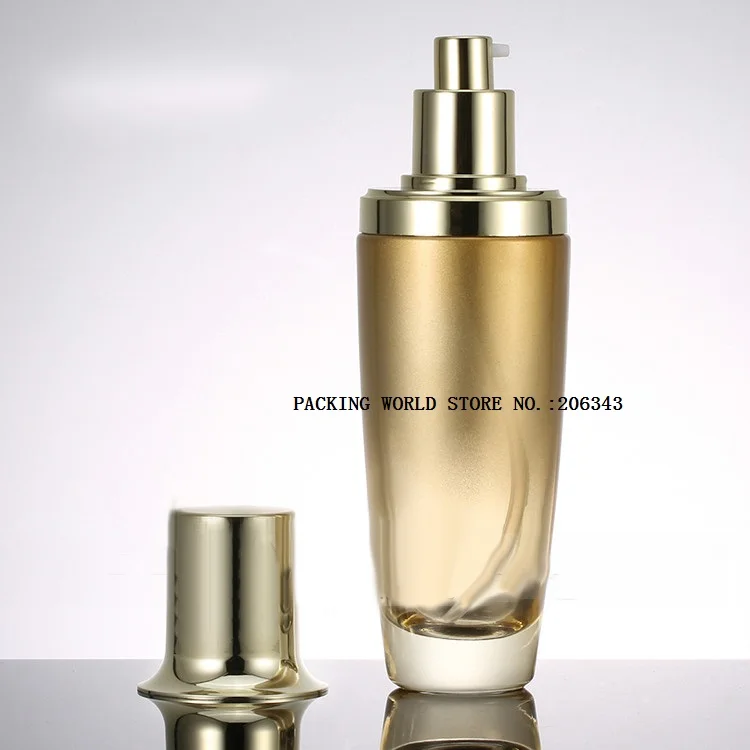 Золотой стеклянный флакон для лосьона 100 мл с насосом золота/серебра/распылитель