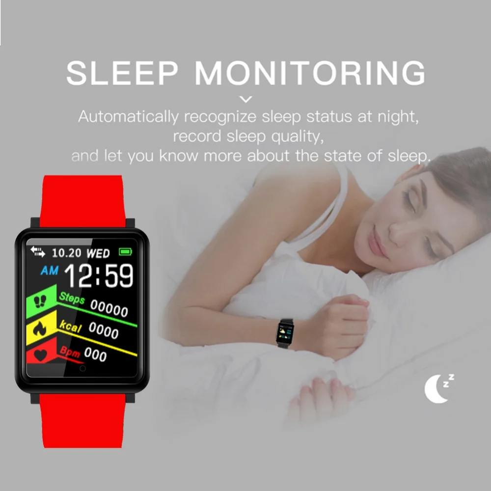 Большой Экран F1 умные часы монитор сердечного ритма браслет Sports Tracker Bluetooth Smartwatch