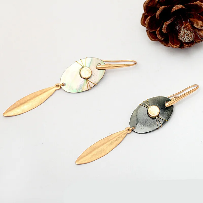 Женские серьги с подвеской в виде листа Yanting длинные ручной работы из натуральной