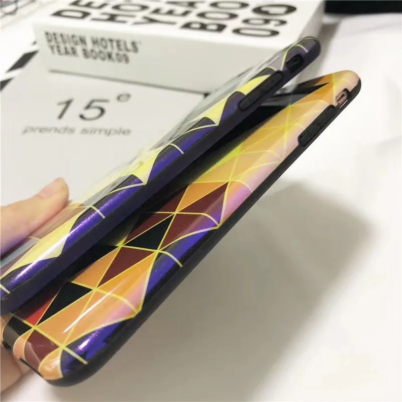 GABOOM IMD Soft Phone Cases for iPhone X 8 7 6 6s Plus Covers Colorful Geometric Rhombic Glitters Case |