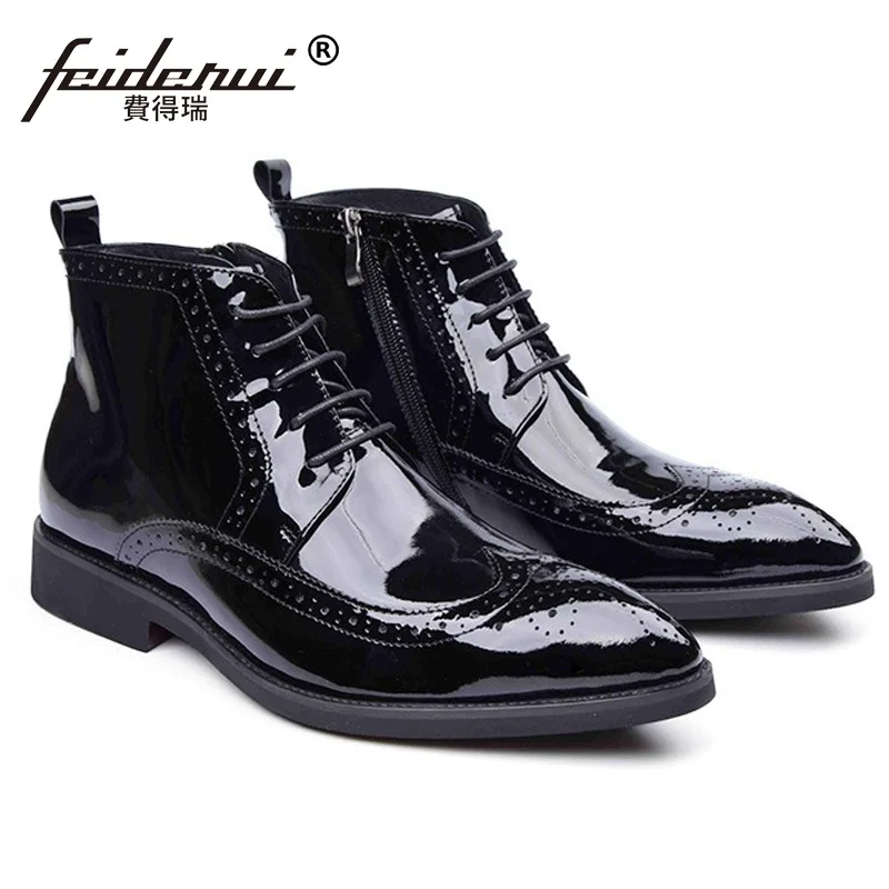 Броги мужские в британском стиле свадебные туфли оксфорды резные с закрытым