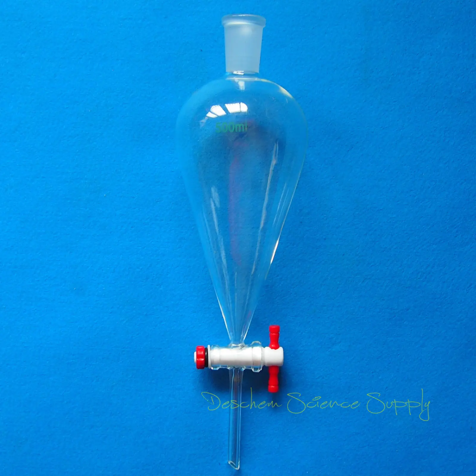 Стеклянная разделительная воронка в форме груши PTFE Stopcock прямая капельная трубка
