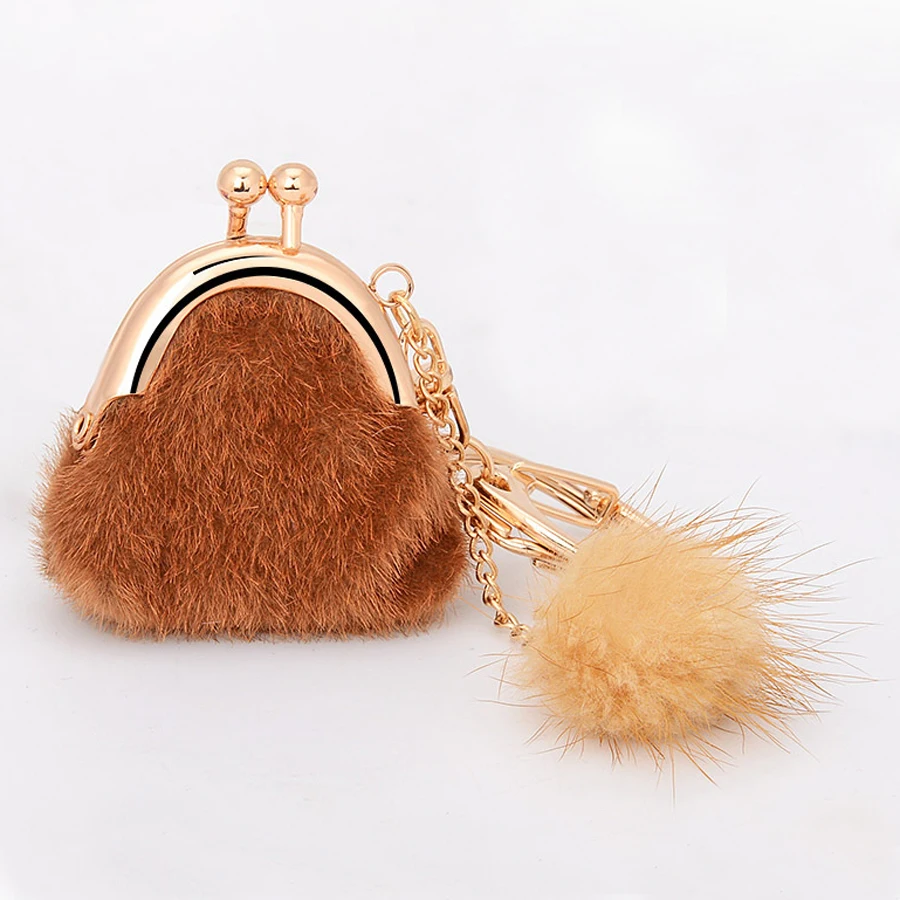 Брелок для ключей женский с меховым шариком модный креативный брелок помпоном