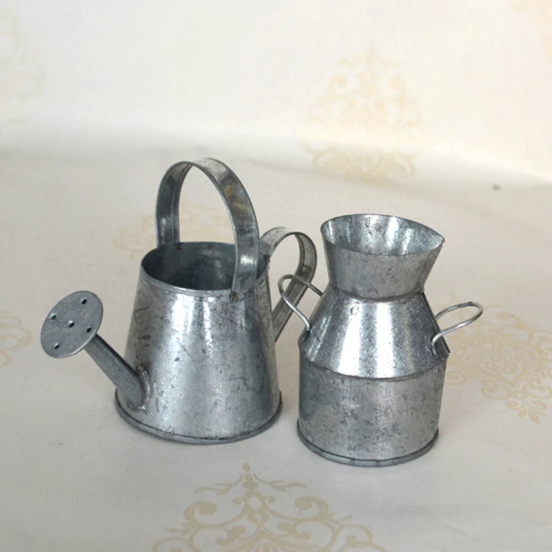 Миниатюрный винтажный Металлический горшок для полива молока ваза мини хранения