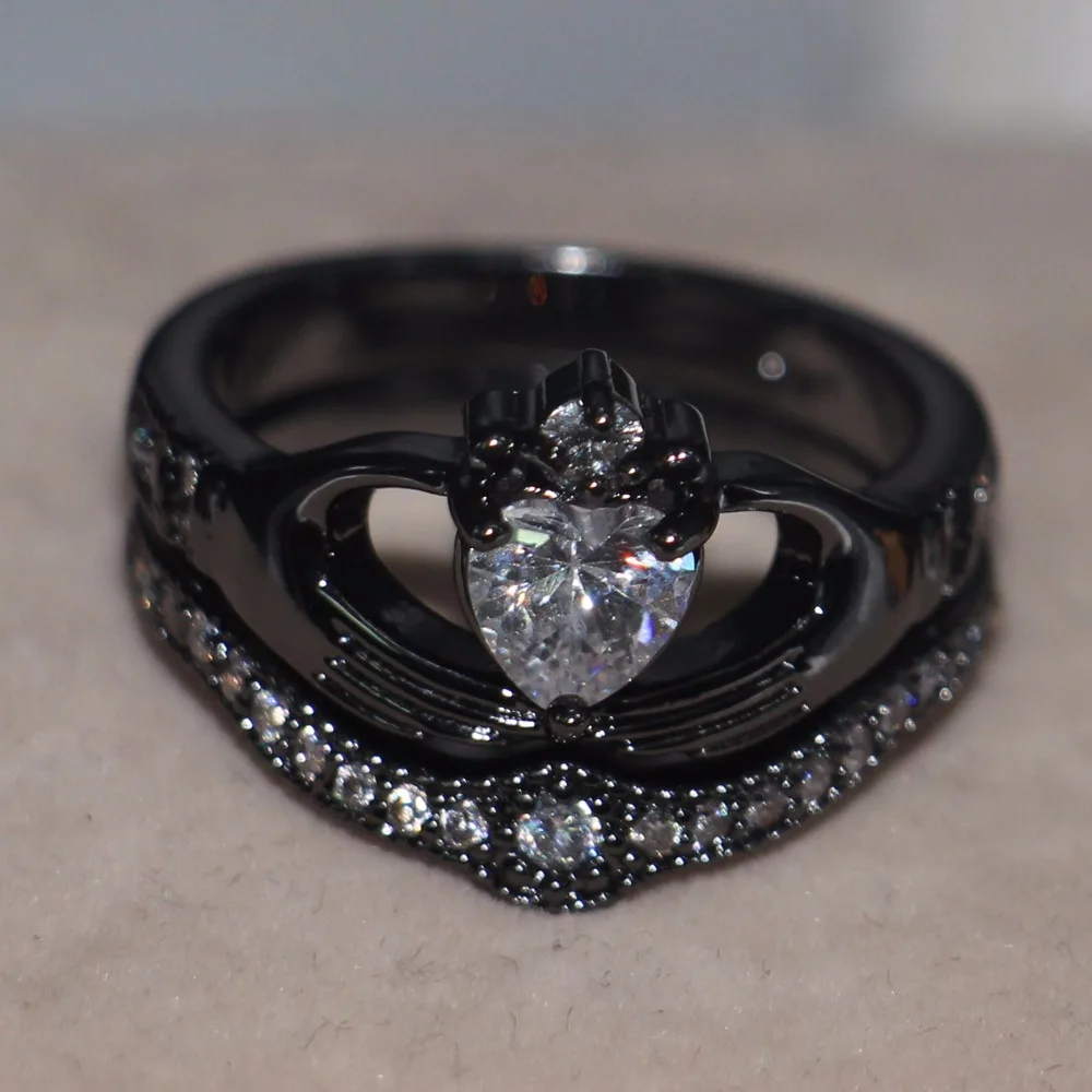 Лидер продаж Claddagh модные ювелирные изделия 10kt черный золотой Заполненный Белый