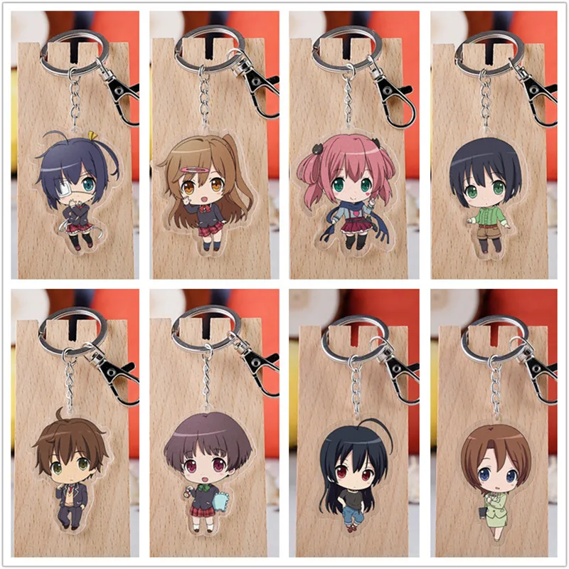 

10 pcs/lot Anime Cyuunibyou Demo Koigashitai Acrylic Keychain Toy Figure Bag Pendant Double sided Key Ring Gifts