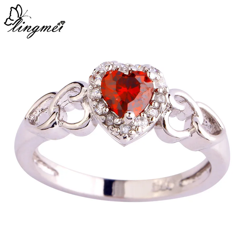 Женское кольцо с красным и белым фианитом размеры 6 7 8 9 10 11 12 13|ring size|ring size 6fashion rings |