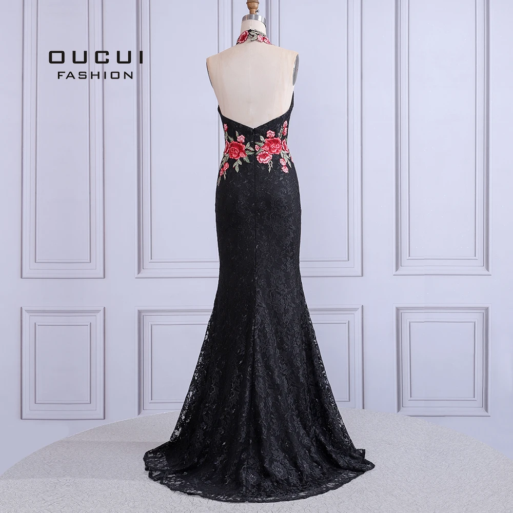 Кружевное длинное вечернее платье без рукавов с лямкой на шее Robe De Soiree Винтажное