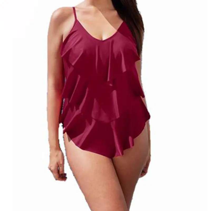 Женские Ретро костюмы для купания с оборками купальный костюм живота 2019 Цельный