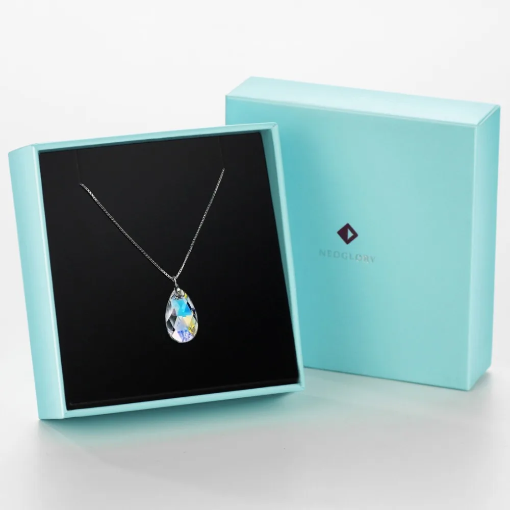 Цепочка с подвеской в виде капли воды серебро 925 пробы|teardrop necklace|chain necklacenecklace simple |