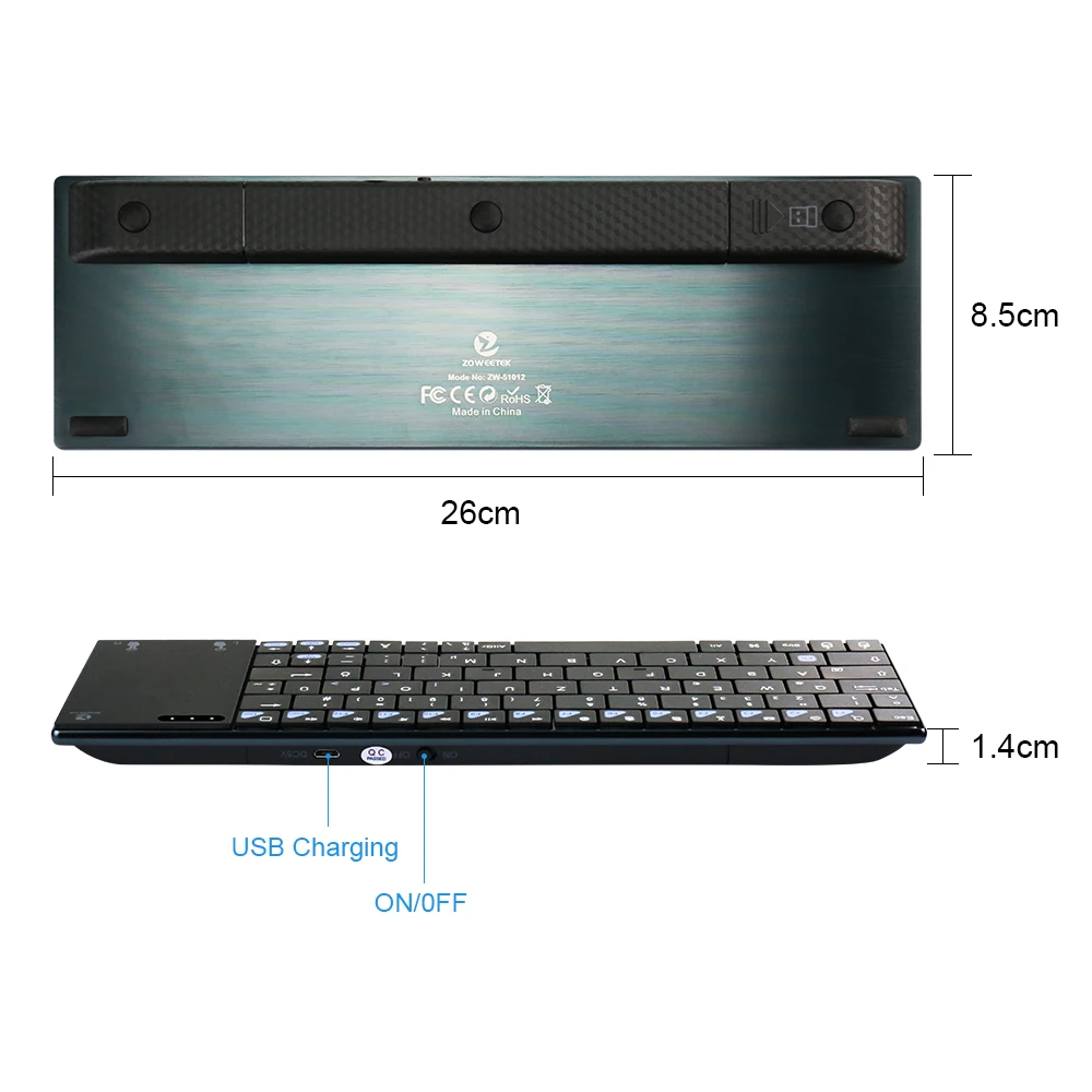 Многофункциональная беспроводная немецкая клавиатура Zoweetek Mini i12plus 2 4G с