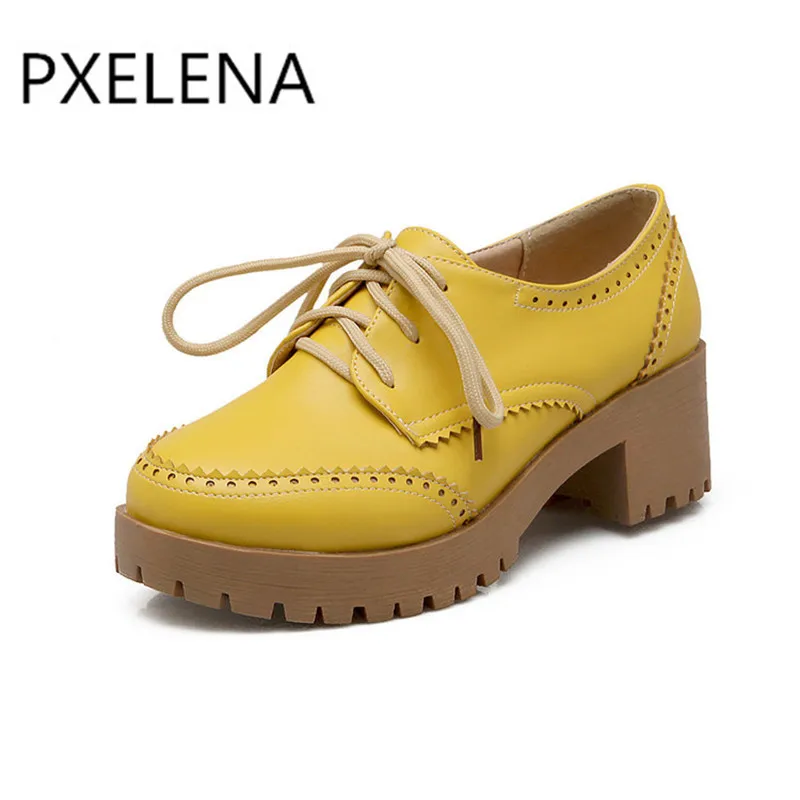 PXELENA Лидер продаж 2017 весна осень новинка винтажная женская обувь с круглым носком