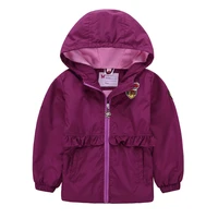 2021 spring autumn waterproof windproof outerwear coats baby girls jackets embroidery pattern with hooded for 3 12t