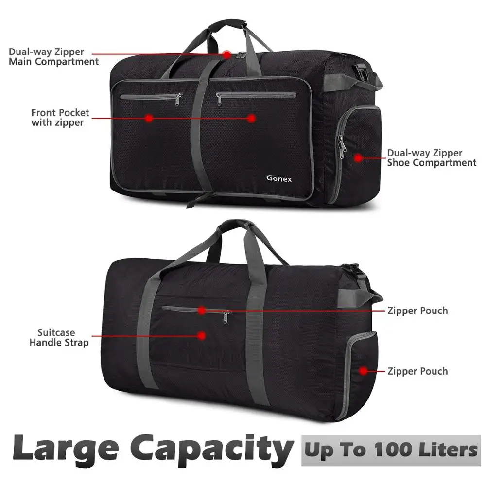 Gonex 100L деловая мужская дорожная сумка упаковываемая для багажа большая