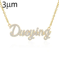 3umeter custom jewelry crystal plating really gold sparkling cut carrie style name necklaces personalized nameplate necklace