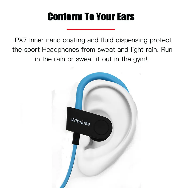 Bluetooth наушники IPX7 водонепроницаемый Беспроводные Спорт бас bluetooth с микрофоном
