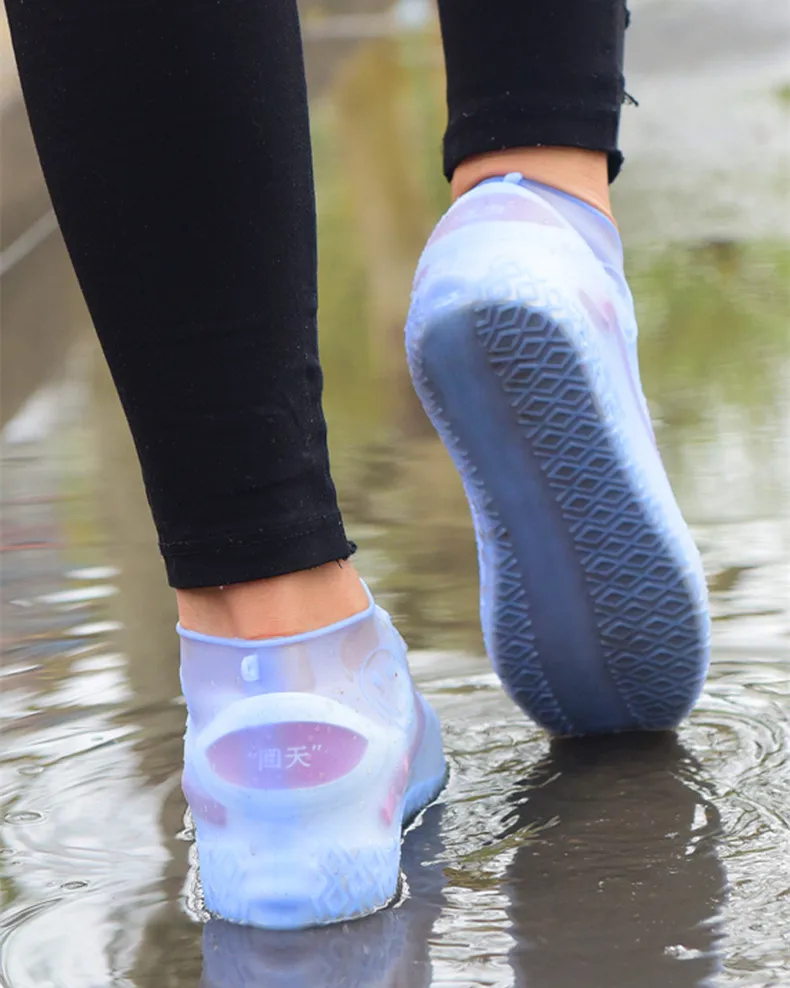 Shoe Cover Outdoor Children Adult Non-slip Waterproof Silicone Shoe Covers Thick Wear-resistant Rain Boots Reusable Easy Clean