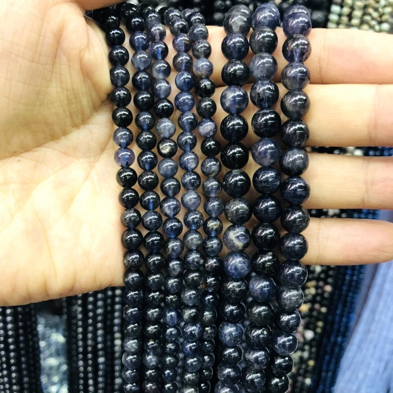 Бусины Из Натурального иолита гладкие круглые бусины из натурального камня 4 мм 6