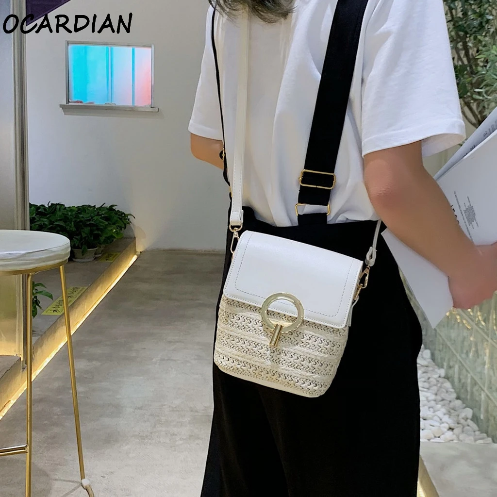 OCARDIAN сумки, соломенные сумки для женщин, новинка, Ретро стиль, белая плетеная Сумка, повседневная, богемная, летняя, женская, дизайнерская, из ротанга, А24