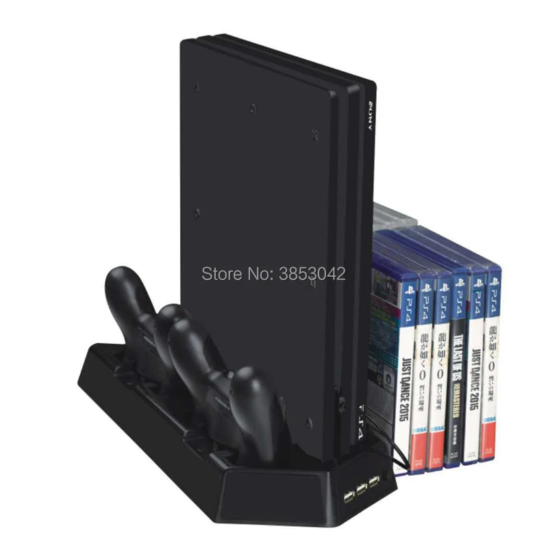 PS4 Pro ТОНКАЯ вертикальная подставка Охлаждающие вентиляторы двойной контроллер