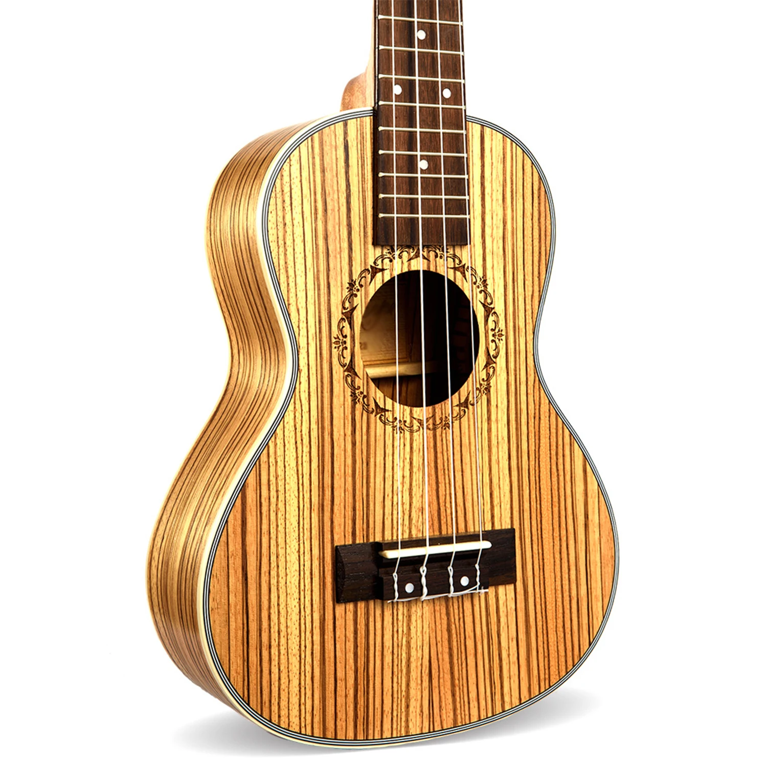 

26" tenor Zebra 4 Strings ukulele Hawaii mini small guita travel acoustic guitar Uke Concert ukelele Free Shipping